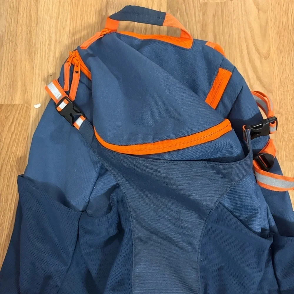 Lands' End Blue Orange Backpack Book Bag Camping Hiking